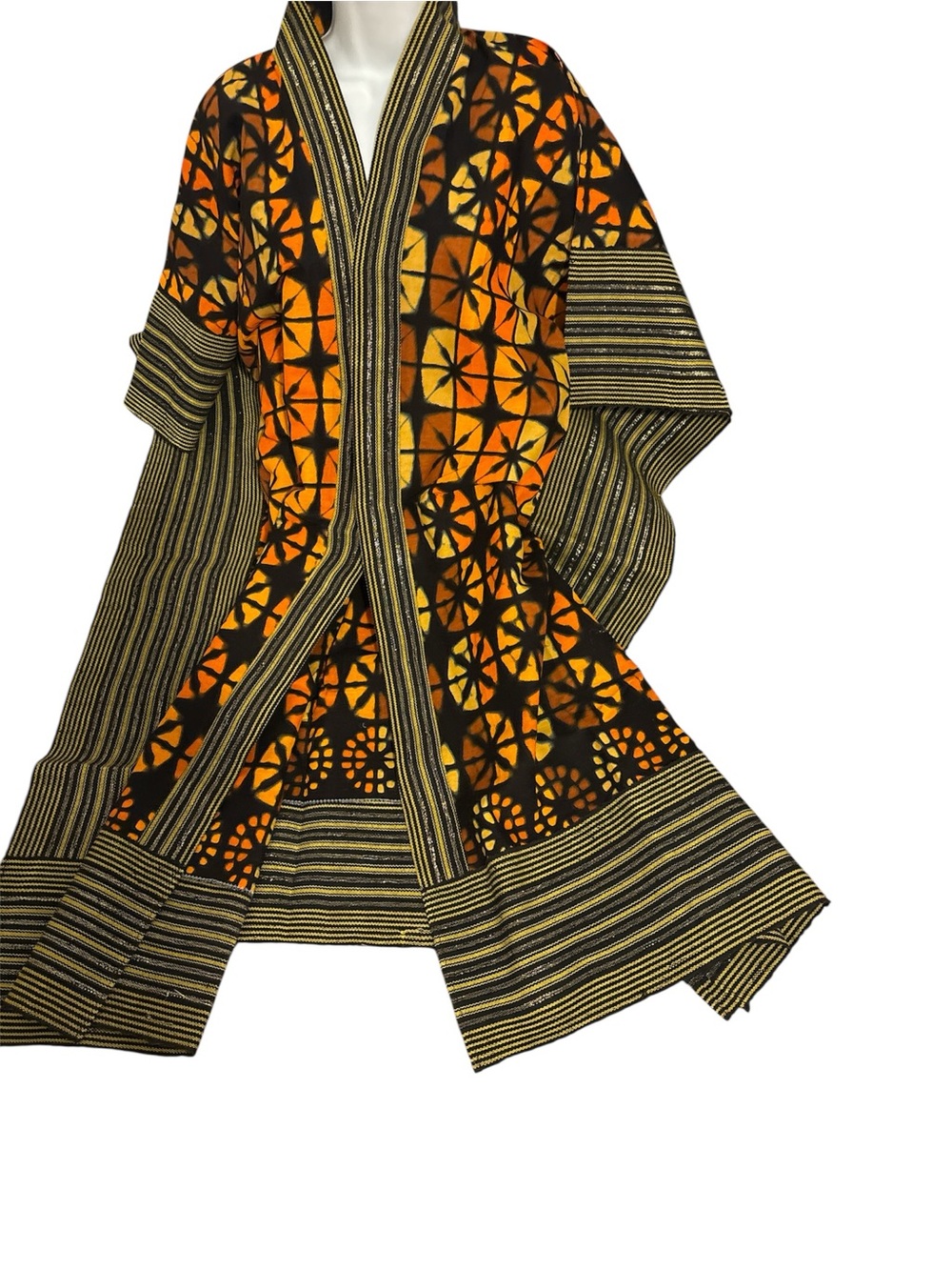 Vibrant Orange & Black Patterned Kimono Jacket - Picture 14 of 14